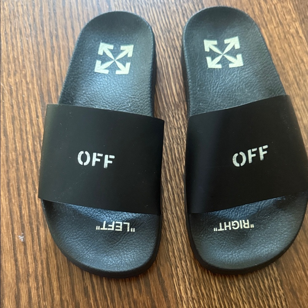 Off-White Black Logo Slides